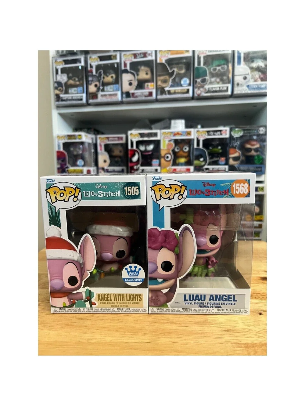 2 Angel Funko Pops EXCLUSIVE w/ Lights & Luau #1505 #1568 Lilo & Stitch Disney